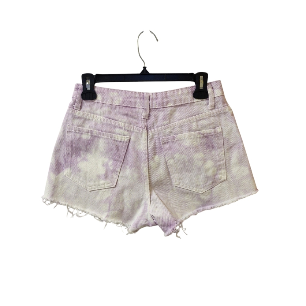Forever 21 Purple White Tie Dye Jean Shorts Size 27 High Rise